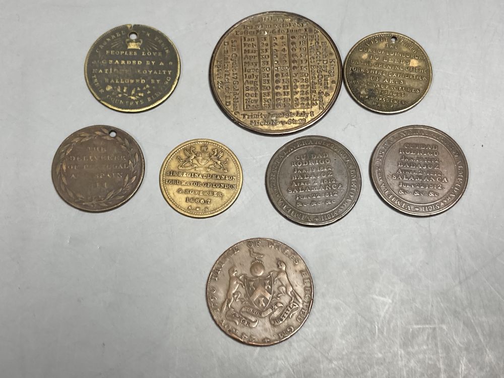 18th/19th century British commemorative medals/tokens and a 1772 John Powell, Birmingham calendar medal,